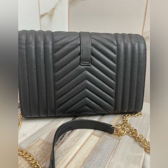 Luxury Quilted envelope Shoulder Bag Black chain strap crossbody - Picture 10 of 12